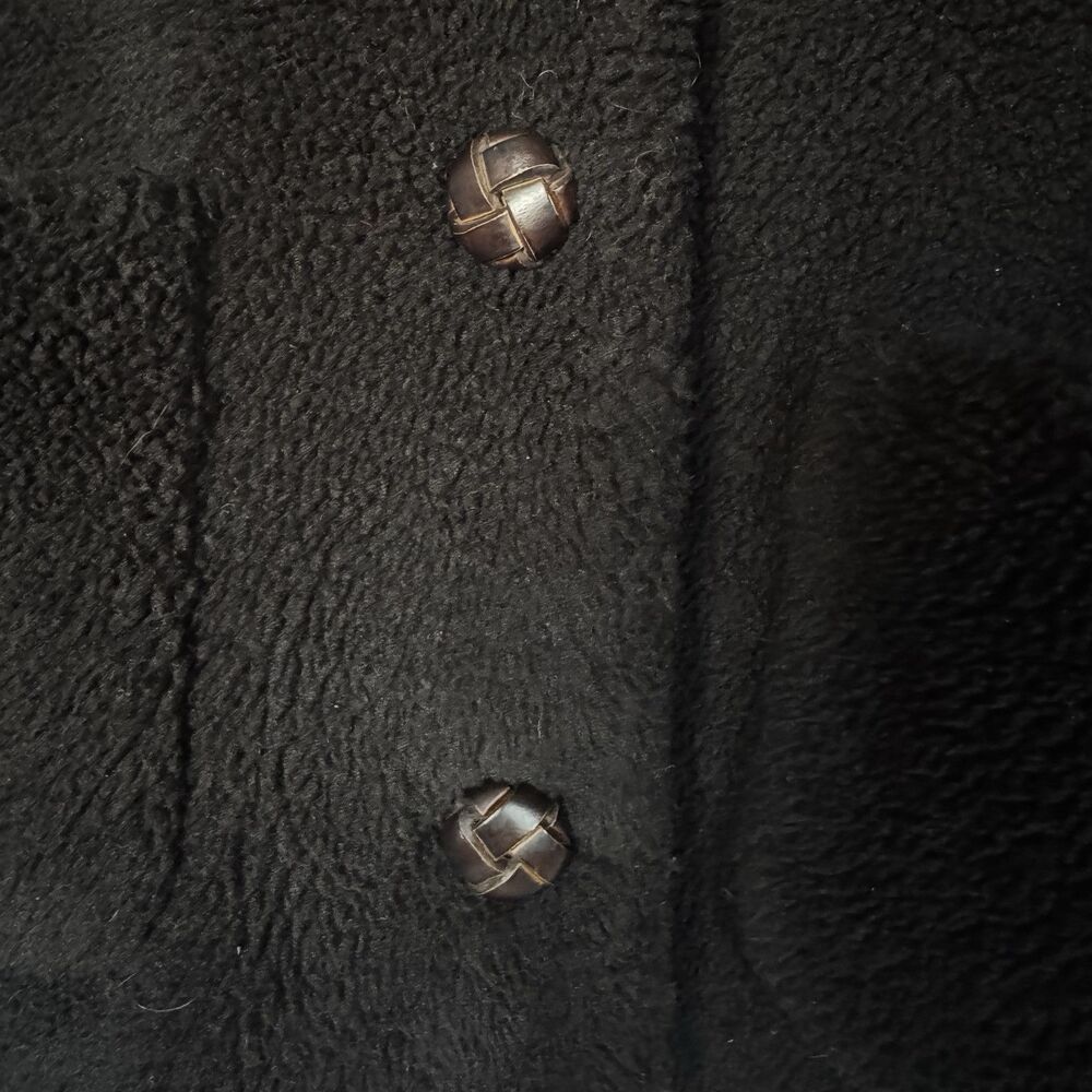 Zara Women Black Teddy Jacket Size Small Button Up Fuzzy Faux Shearling Coat - Picture 4 of 8